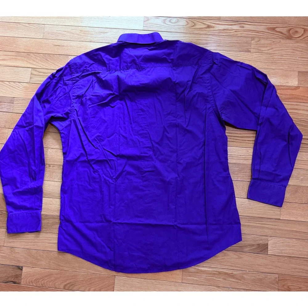 Marquis Mens Purple Long Sleeve Dress Shirt 16.5 36-37 Cotton Blend Button Down